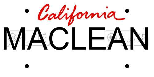 MACLEAN California License Plate