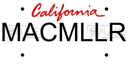 MACMLLR California License Plate