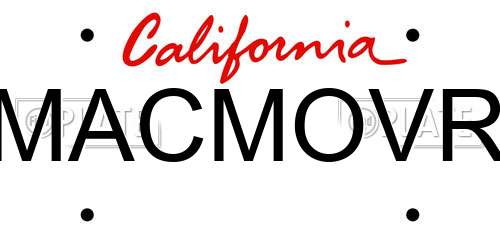 MACMOVR California License Plate