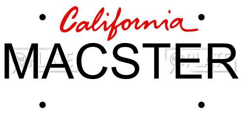 MACSTER California License Plate