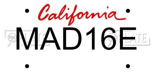 MAD16E California License Plate