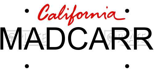MADCARR California License Plate
