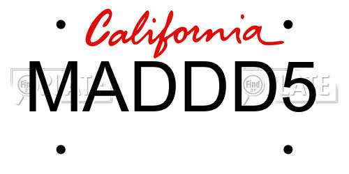 MADDD5 California License Plate