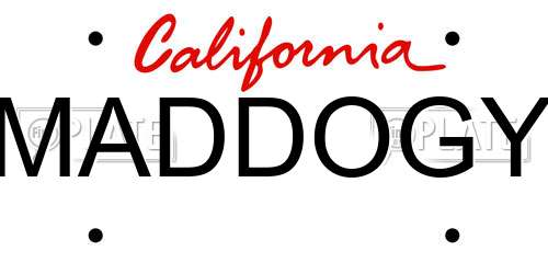MADDOGY California License Plate
