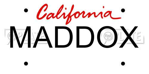MADDOX California License Plate