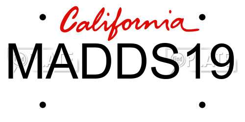 MADDS19 California License Plate