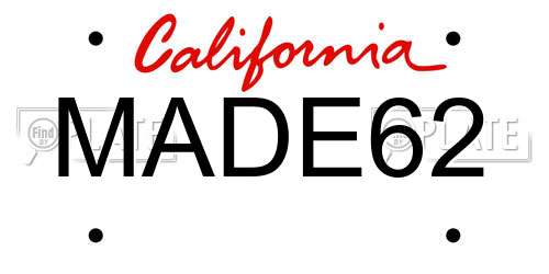 MADE62 California License Plate