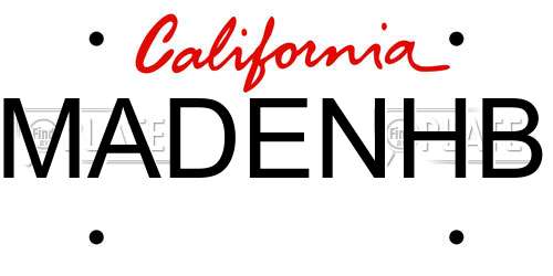 MADENHB California License Plate