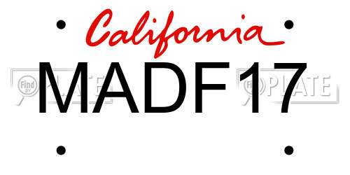 MADF17 California License Plate