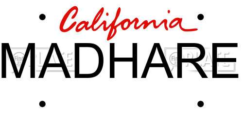 MADHARE California License Plate