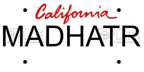 MADHATR California License Plate