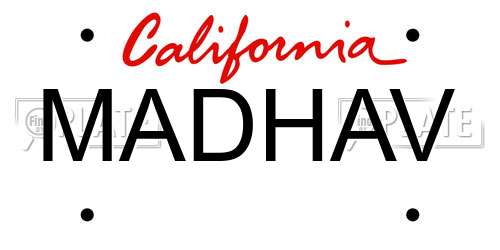 MADHAV California License Plate