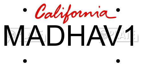 MADHAV1 California License Plate