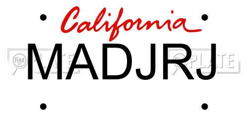 MADJRJ California License Plate