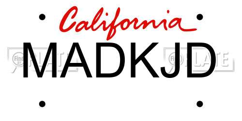 MADKJD California License Plate