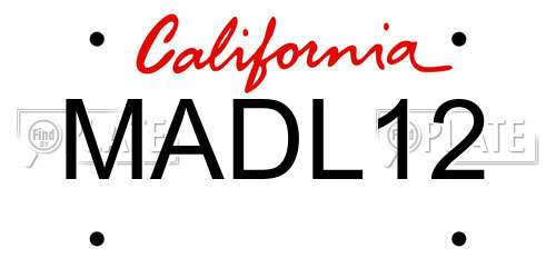 MADL12 California License Plate