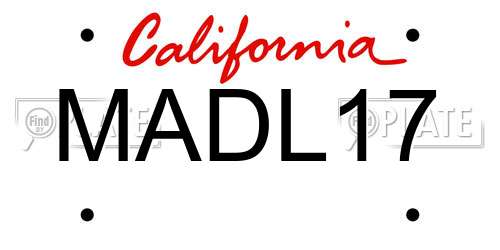 MADL17 California License Plate