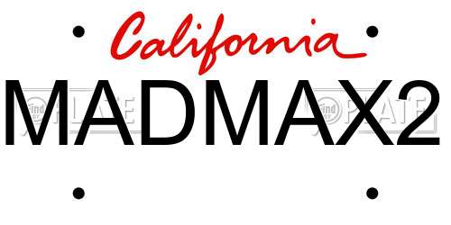 MADMAX2 California License Plate