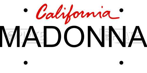 MADONNA California License Plate
