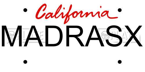 MADRASX California License Plate