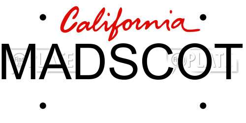 MADSCOT California License Plate