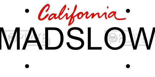MADSLOW California License Plate