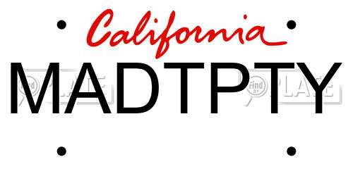 MADTPTY California License Plate