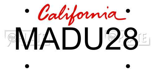 MADU28 California License Plate