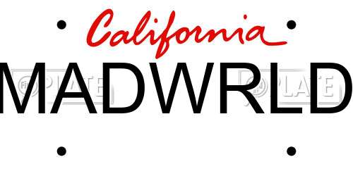 MADWRLD California License Plate
