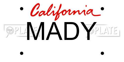 MADY California License Plate