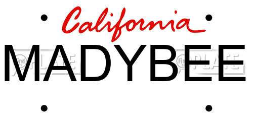 MADYBEE California License Plate