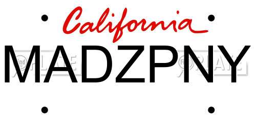 MADZPNY California License Plate