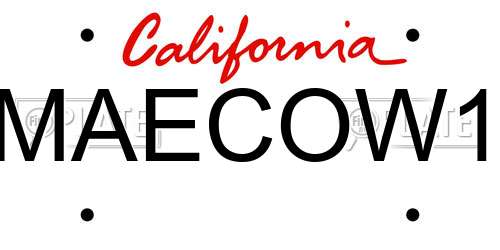 MAECOW1 California License Plate
