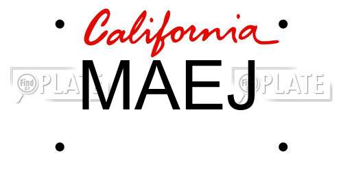 MAEJ California License Plate