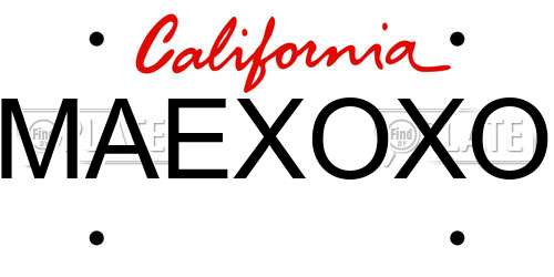 MAEXOXO California License Plate