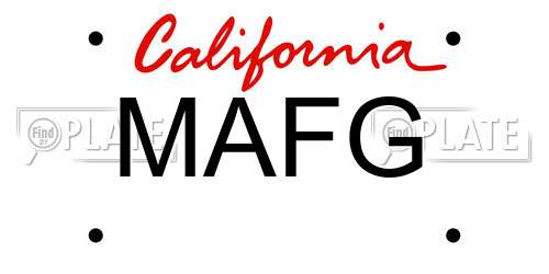MAFG California License Plate