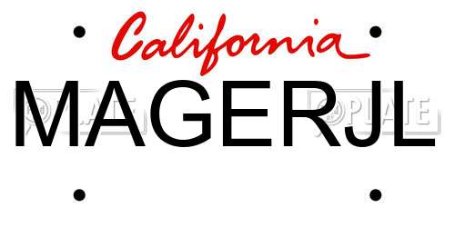 MAGERJL California License Plate