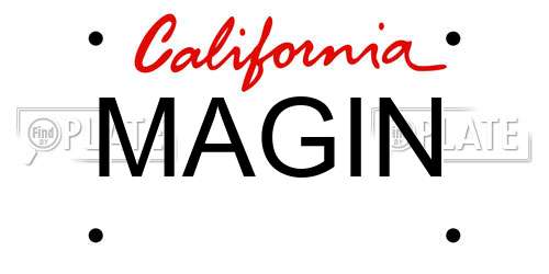 MAGIN California License Plate