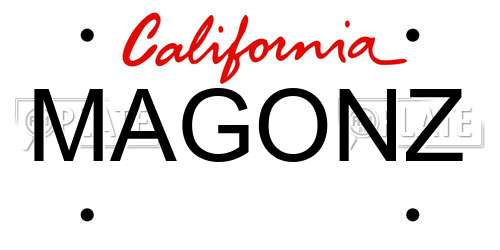 MAGONZ California License Plate