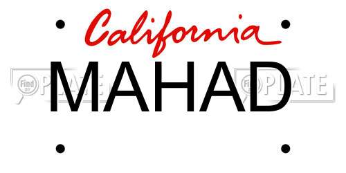MAHAD California License Plate