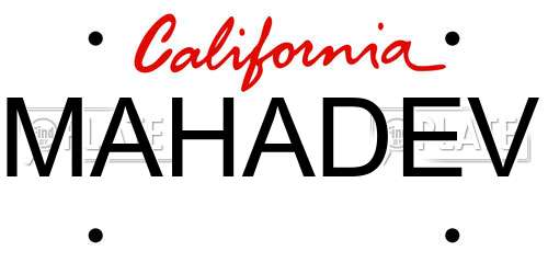 MAHADEV California License Plate