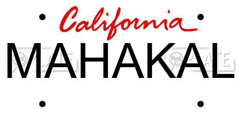 MAHAKAL California License Plate