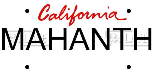 MAHANTH California License Plate