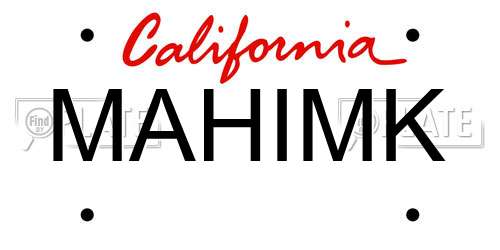 MAHIMK California License Plate