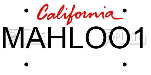 MAHLOO1 California License Plate