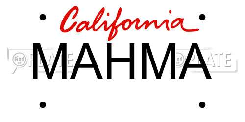 MAHMA California License Plate