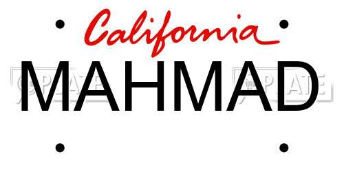 MAHMAD California License Plate