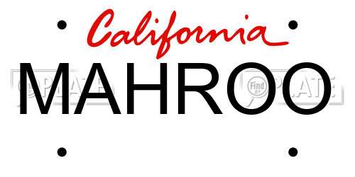MAHROO California License Plate