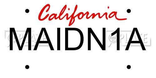 MAIDN1A California License Plate