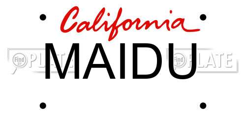 MAIDU California License Plate